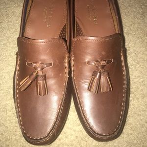 Brown leather loafers